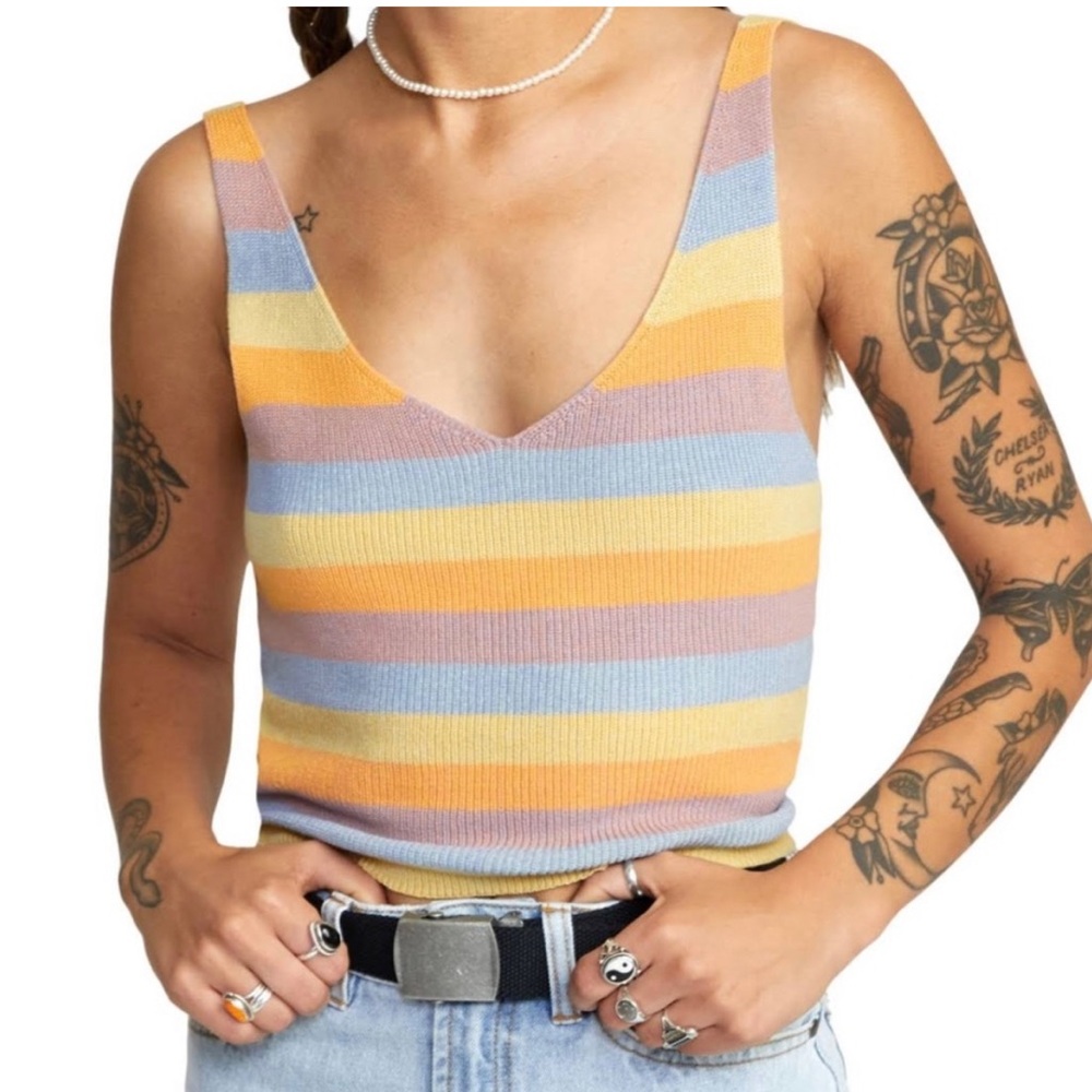 RVCA Pastel Striped Tank Size Small